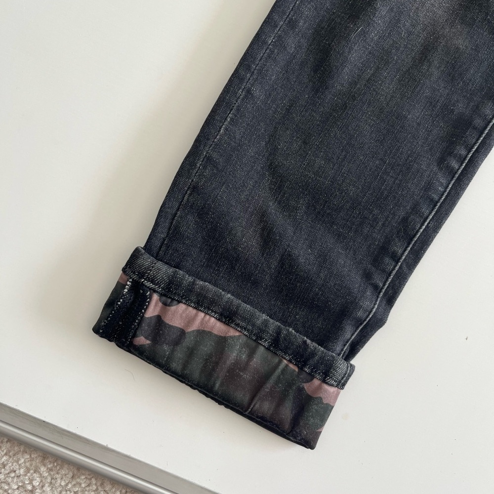 VERVET Black Distressed Boyfriend Jeans with camo cuff - Picture 2 of 9